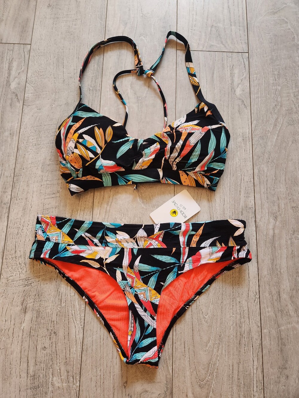 Body Glove Los Cabos Drew Bikini Set Black Tropical E-Cup Top w/L Bottoms